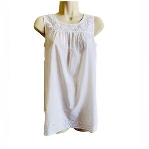 Roxy Lace Cotton Tank Top Size XL Floral White Casual Beach